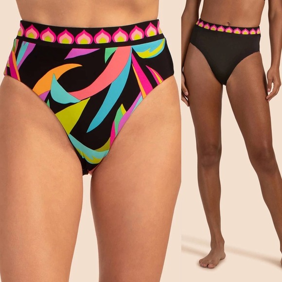 NWT TRINA TURK High Waist Birds of Paradise Bikini Bottom, size 4 - Picture 2 of 14